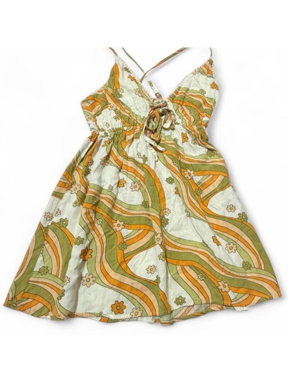 Wild Fable XS Floral and Striped Sundress with Tie Front